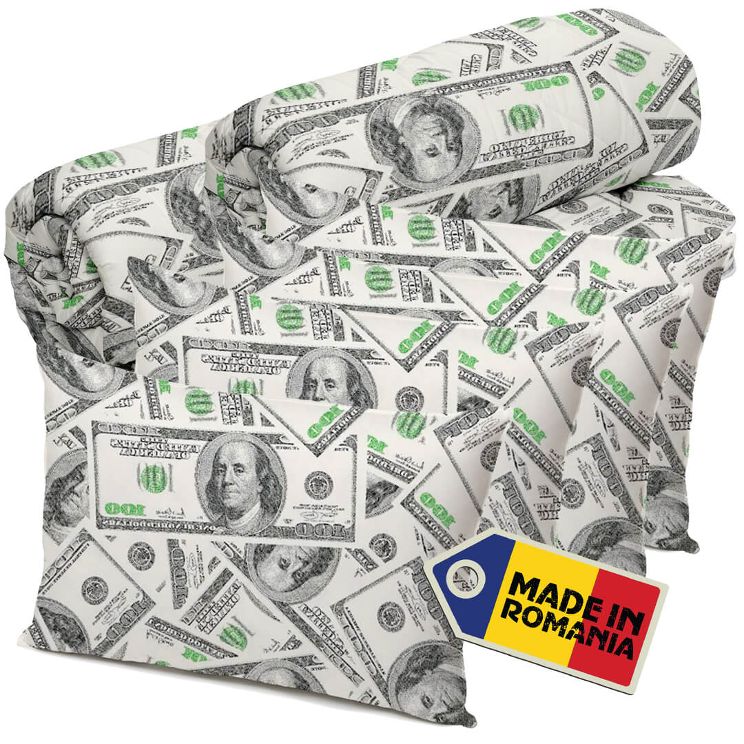 Set 2 Pilote Matlasate Alcam 200×220 cm si 4 Perne 50×70 cm Dollar